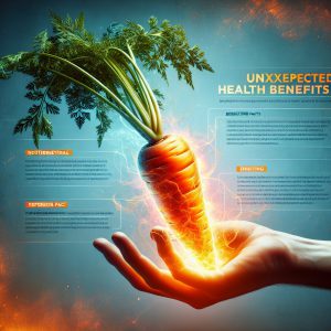 A photography of the surprising benefits of carrots for overall health and well-being.
