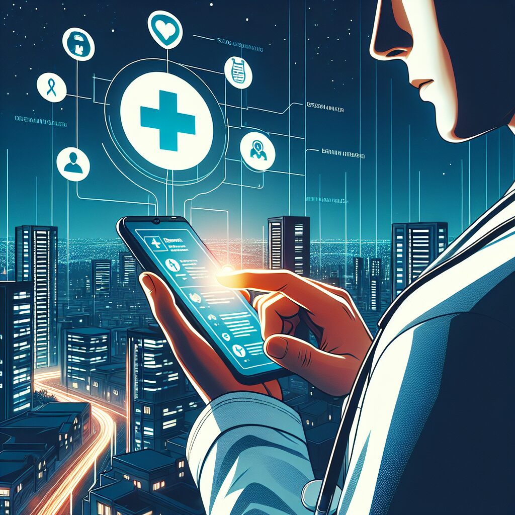 A photography of a discreet person using a smartphone app to anonymously notify their partner about a sexually transmitted infection (STI) in a modern urban setting.