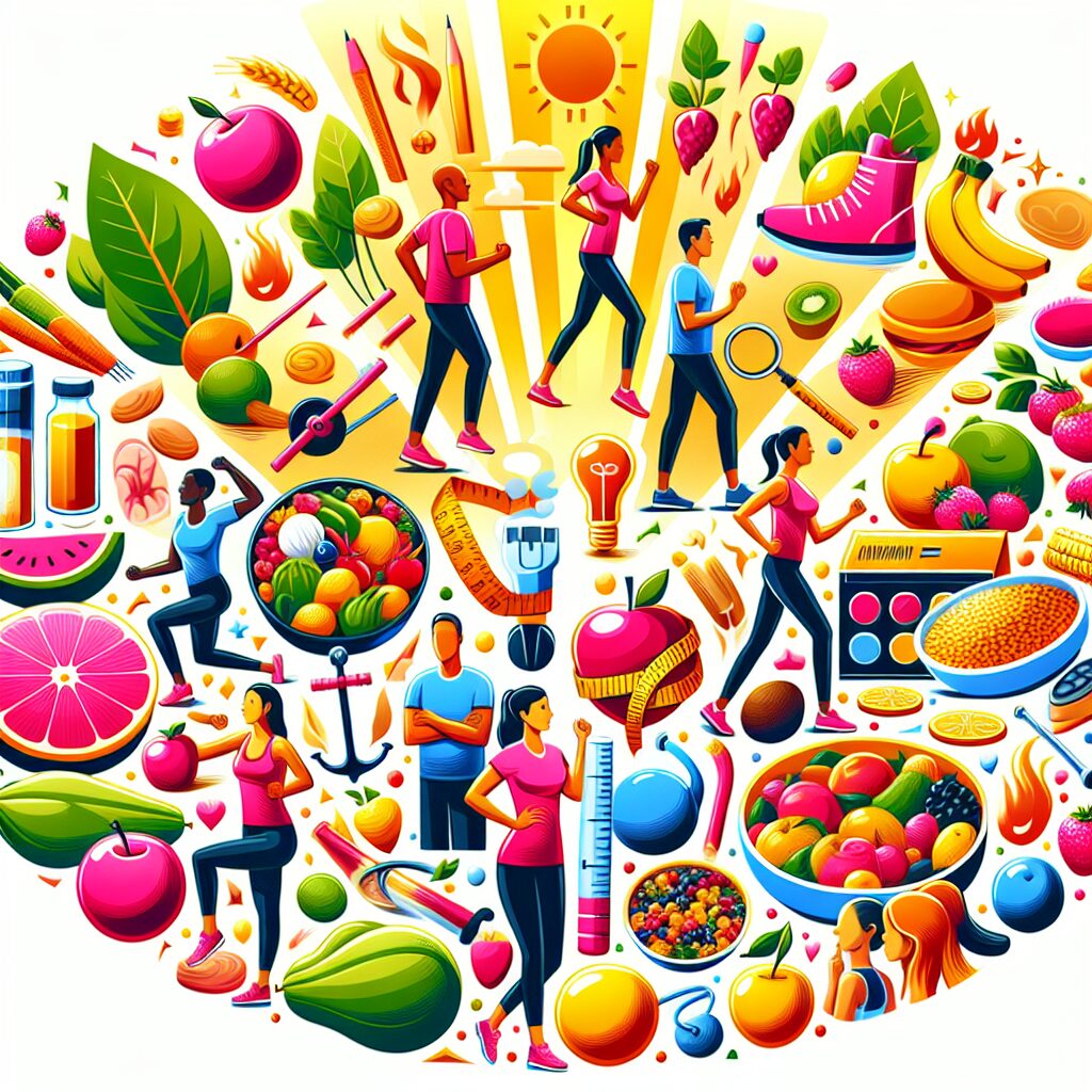 An informative image depicting healthy lifestyle choices such as exercising, eating a balanced diet, and avoiding smoking; vibrant colors symbolizing health and vitality; suitable for an article on cancer prevention.