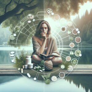 A thoughtful image of a person contemplating their options, surrounded by nature, symbolizing the choice between medication and natural remedies for anxiety and insomnia.