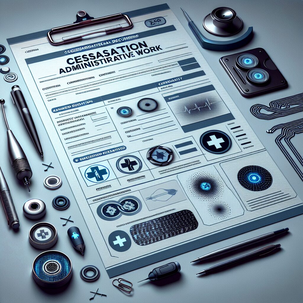 An official and secure paper document related to medical work stoppage, featuring security features like holograms and magnetic ink, highlighting the seriousness and official nature of administrative procedures in healthcare.