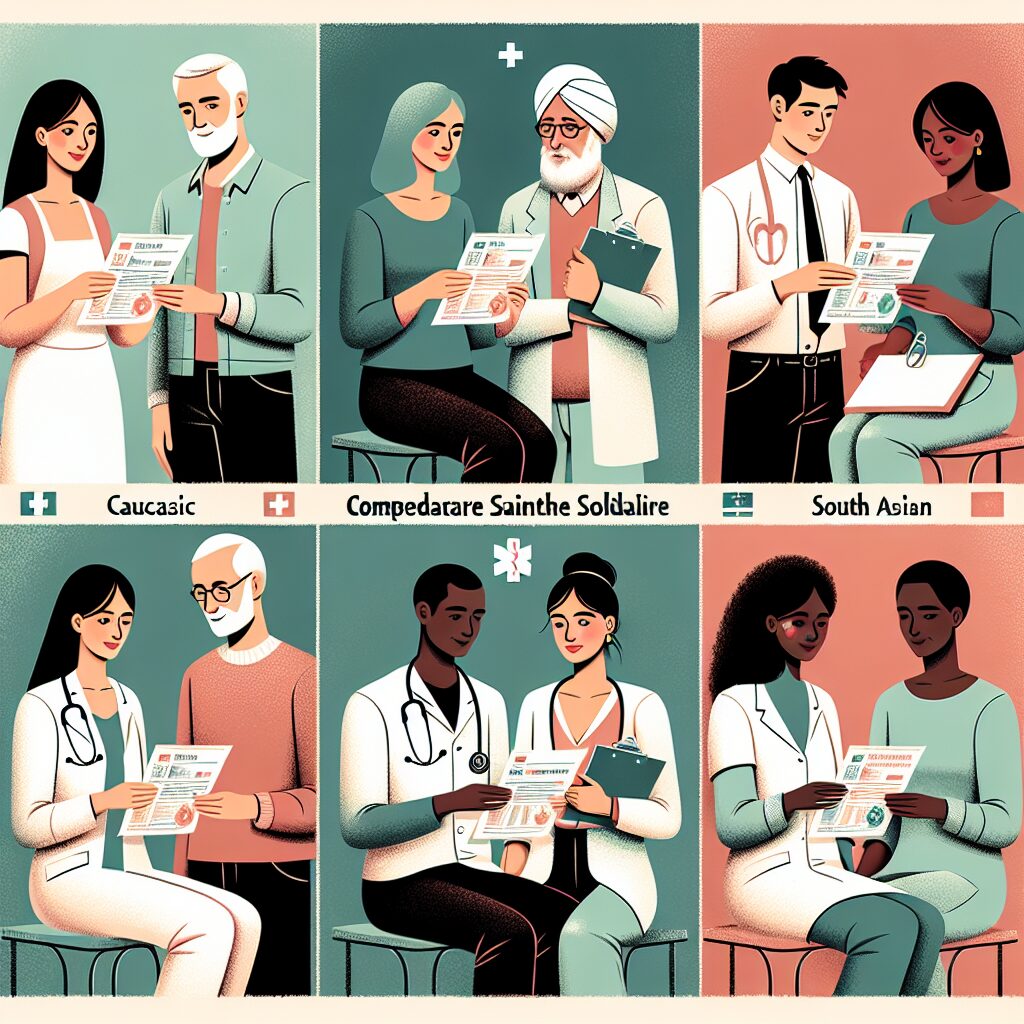 An illustration showing a diverse group of people in France, with health-related symbols like medical records, insurance documents, and healthcare professionals, highlighting the importance of using the Complémentaire Santé Solidaire.