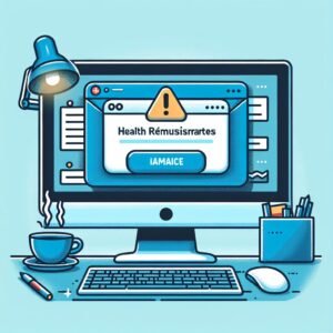 Une illustration représentant un écran d'ordinateur affichant une boîte mail avec une notification de l'Assurance Maladie, symbolisant le suivi des remboursements de santé en France.